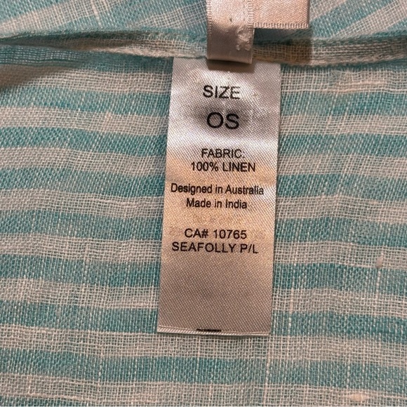 🌻 SEAFOLLY Fine Stripe Cover-Up Linen One-Size Caftan Beach Resort Vacation - Picture 7 of 10
